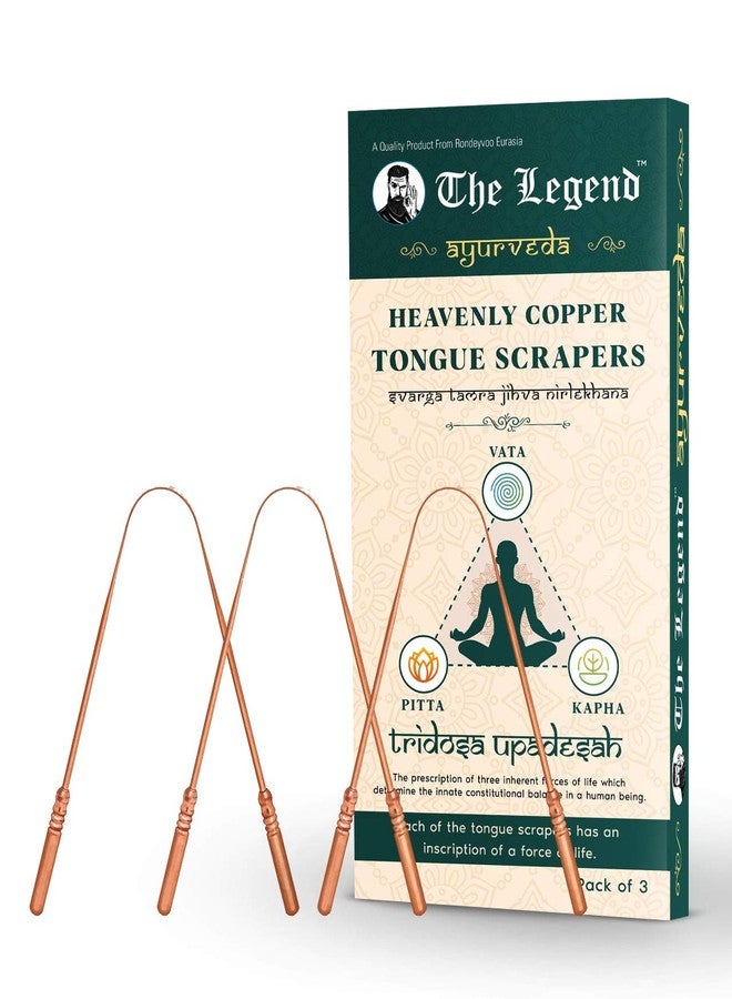 The Legend Ayurveda Holy Copper Tongue Cleaner or Scraper (3 Count (Pack of 1)) - Image 1